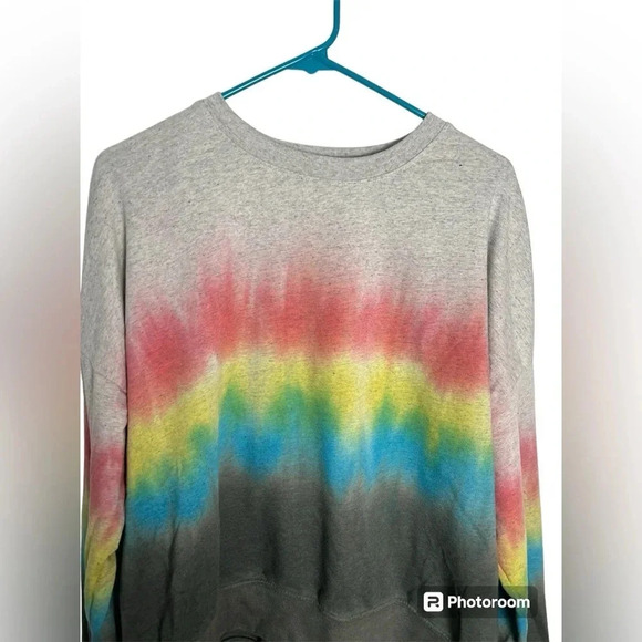 Sundry Pullover Sweatshirt Women's 3 Gray Multi Tie Dye Stripe Crew Neck Cotton - Picture 6 of 8